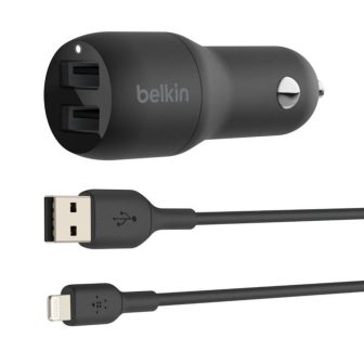 Cargador de coche Belkin CCD001BT1MBK 24W 2x USB tipo a + cable…