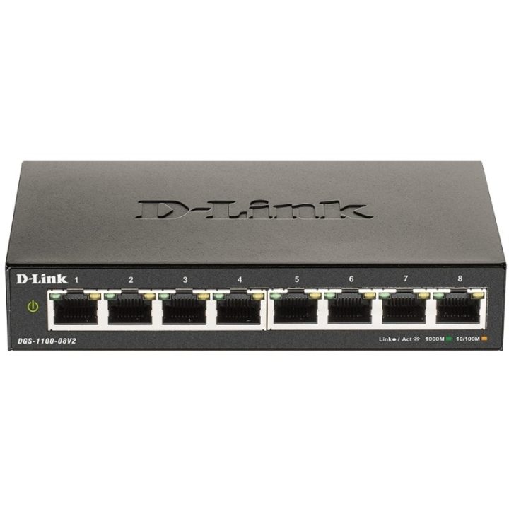 D-Link DGS-1100-08V2 Managed L2 Gigabit Ethernet (10/100/1000) Black