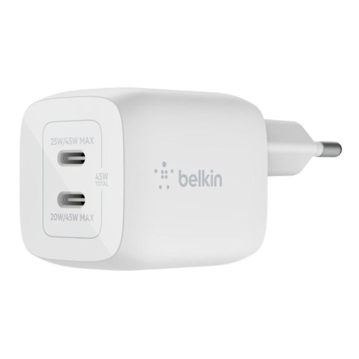 Carregador de parede Belkin WCH011VFWH 45W 2x USB-C branco