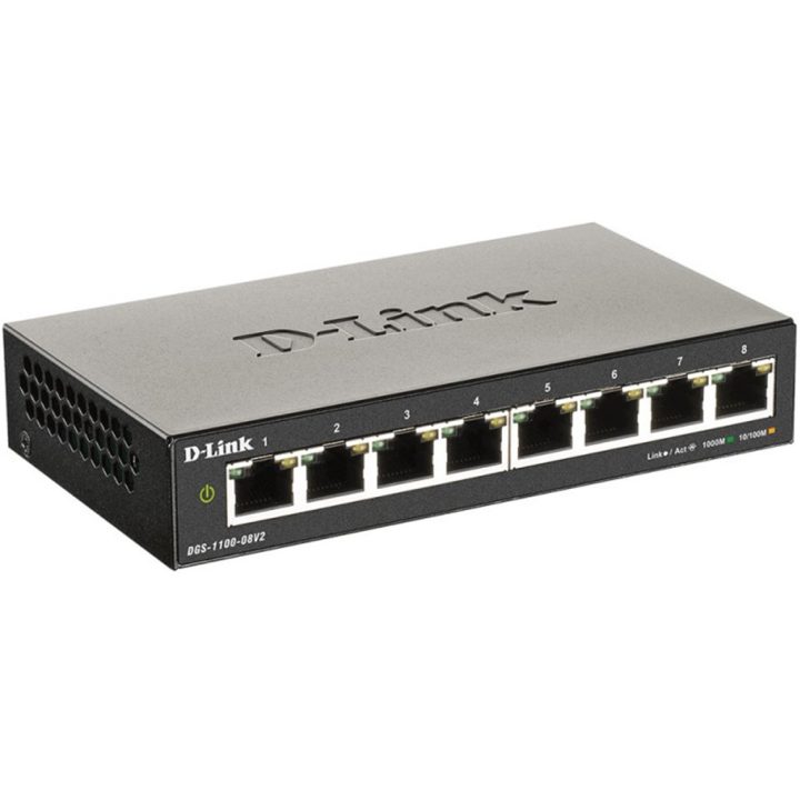 D-Link DGS-1100-08V2 Managed L2 Gigabit Ethernet (10/100/1000) Black