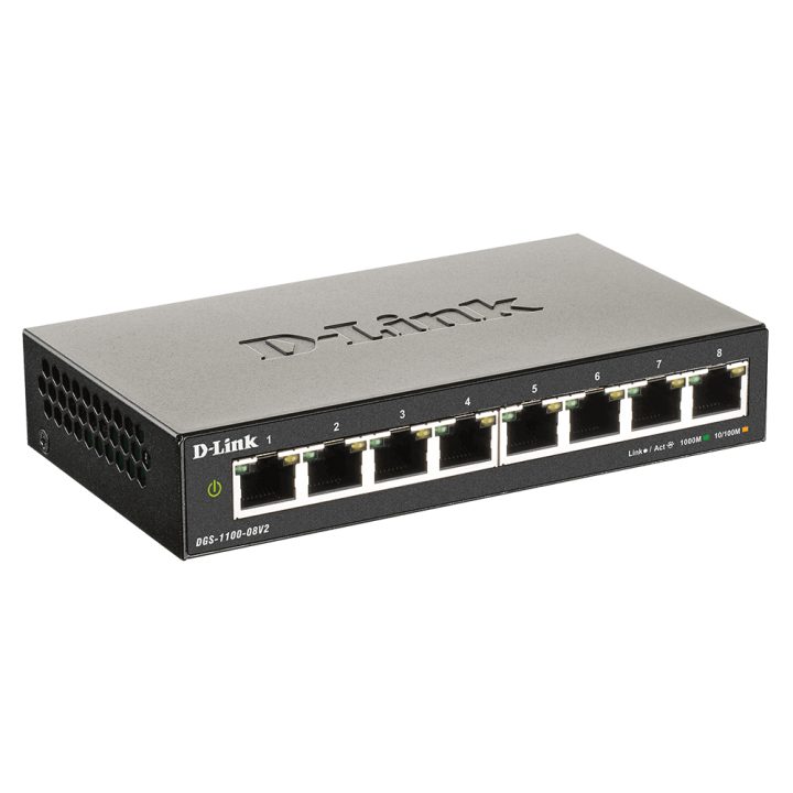 D-Link DGS-1100-08V2 Gerido L2 Gigabit Ethernet (10/100/1000) Preto