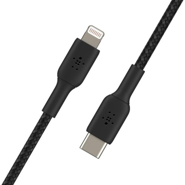 Cabo Lightning para USB-C Belkin 1m-macho-macho-negro (CAA004BT1MBK)