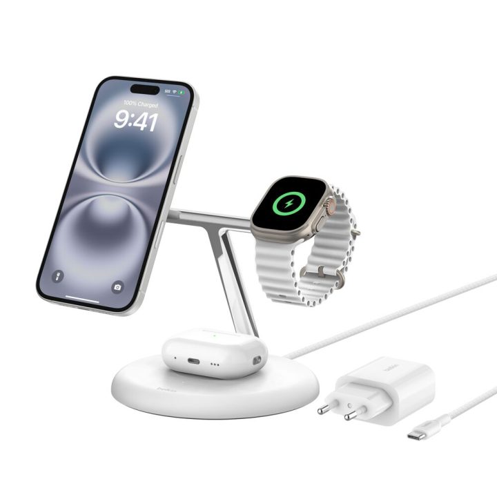 Base de carga inalambrica Belkin WIZ023VFWH 3 en 1 blanco