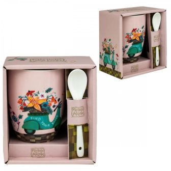 Taza de cerámica con cuchara Enesco (D271)