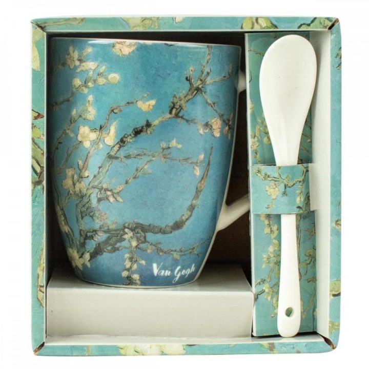 Caneca de cerâmica com colher Enesco Os Amendoeiras em Flor Vincent…
