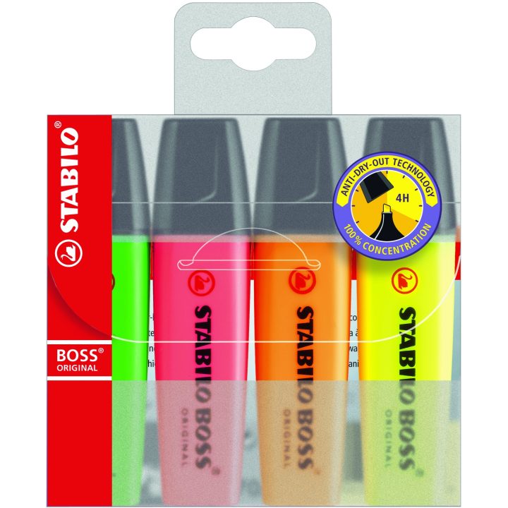 Case of 4 Stabilo Boss Highlighters, 2/5mm Tip, Assorted Colors…