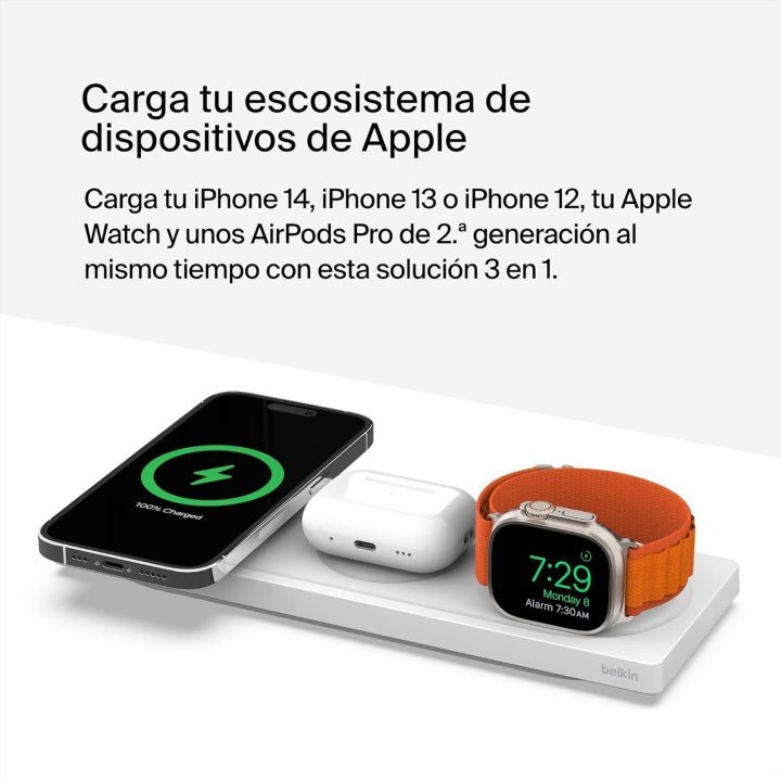 Base de carregamento sem fios Belkin WIZ016VFWH MagSafe 3 em 1 Apple…