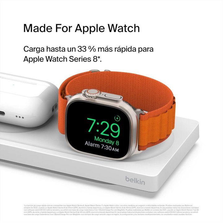 Base de carga inalambrica Belkin WIZ016VFWH MagSafe 3 en 1 Apple…