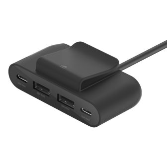 Belkin Charging Bar - 4 Output Connectors (2 USB-C, 2 x USB) - Black…