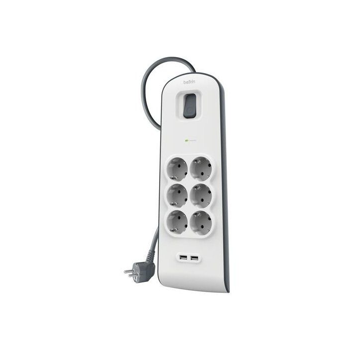 Belkin BSV604VF2M-v2 Surge Protector Power Strip 6 Outlets + 2 USB-A…