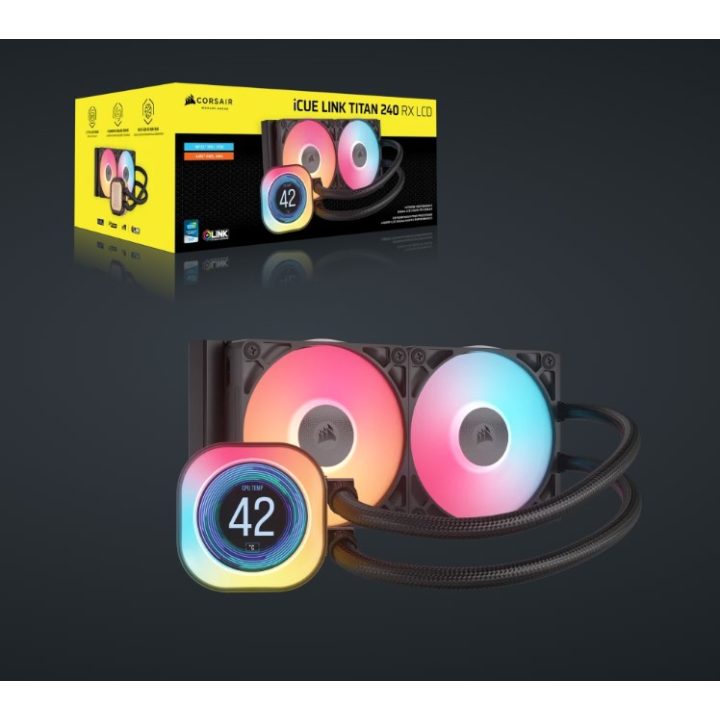 Kit de arrefecimento líquido Corsair iCUE LINK TITAN240RX LCD AIO RGB…