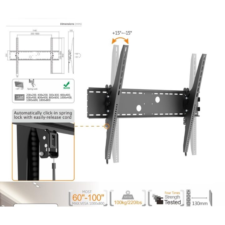Equip 650322 Tilting Wall Mount for Curved TV 60"-100"