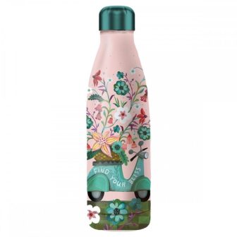 Botella isotermica Enesco rosa estampado flores y moto (6014990)