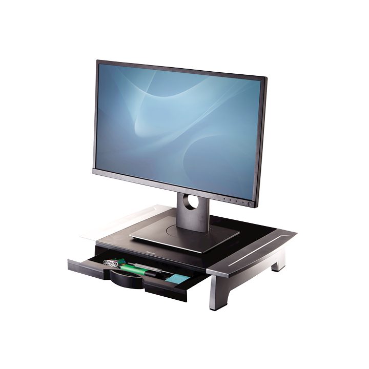Fellowes Office Suites 28" Desk, Black, Silver