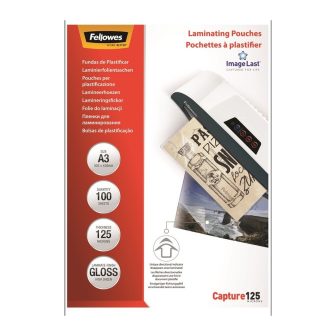 Pack 100 bolsas plastificacion 125 micras a3 303X426 Fellowes 5307506