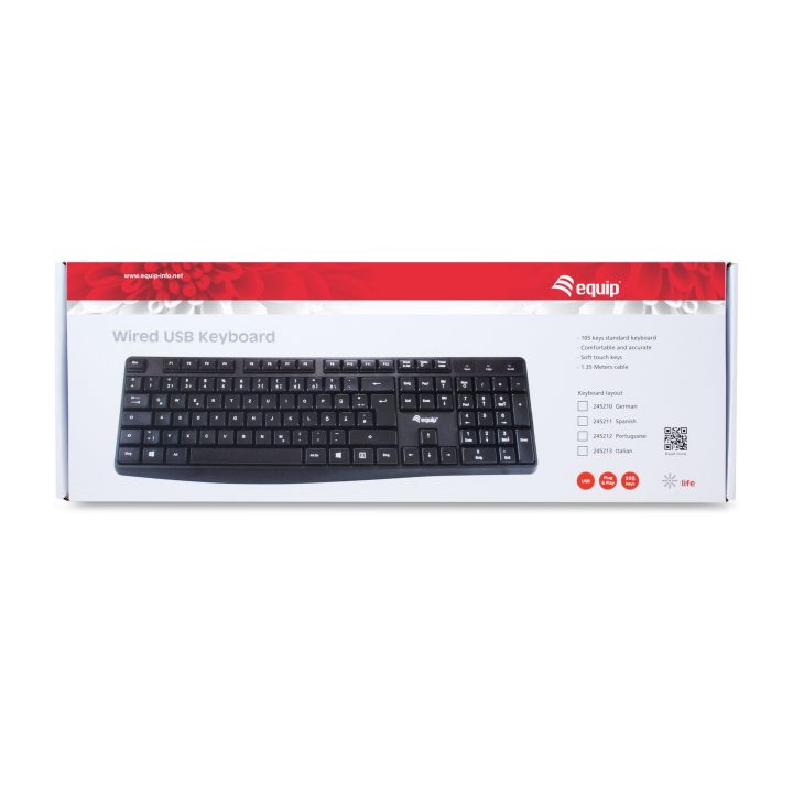 Equip 245211 Full-Size Office Keyboard USB QWERTY Spanish Black