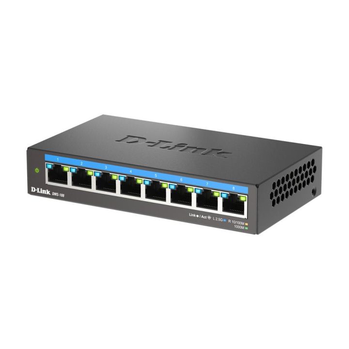 D-Link DMS-108 Unmanaged L2 2.5G Ethernet (100/1000/2500) Black