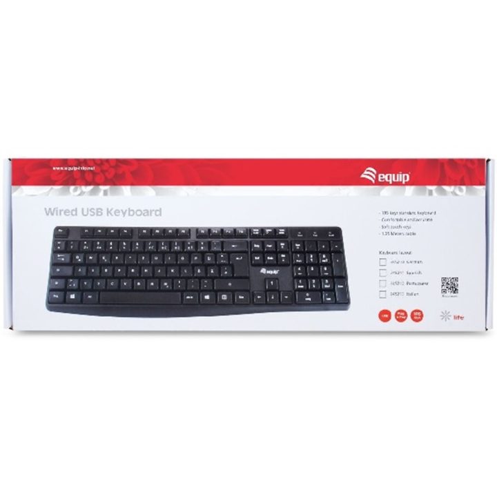 Equip 245211 Full-Size Office Keyboard USB QWERTY Spanish Black