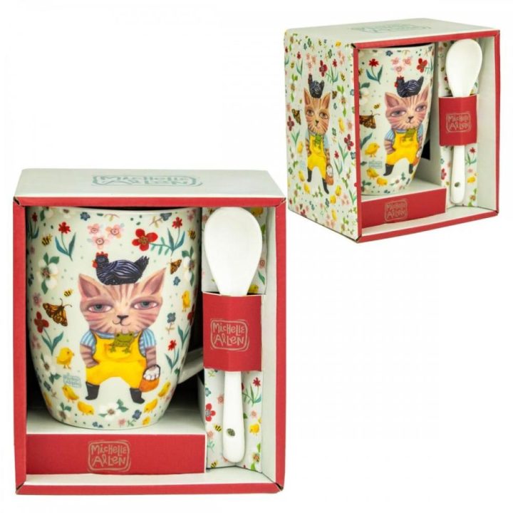 Enesco Country Cat Mug with Spoon (D269)
