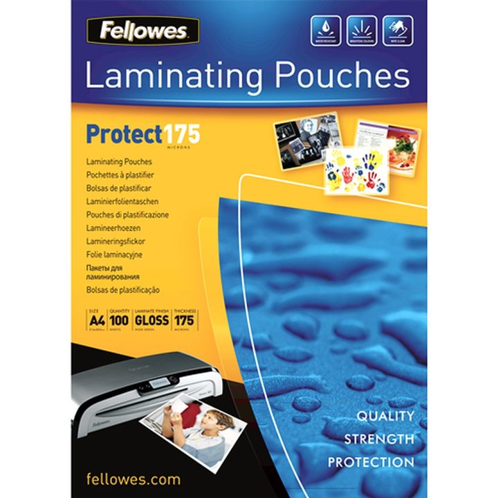 Pack 100 bolsas de plastificação 216X303 175 micras A4 Fellowes…
