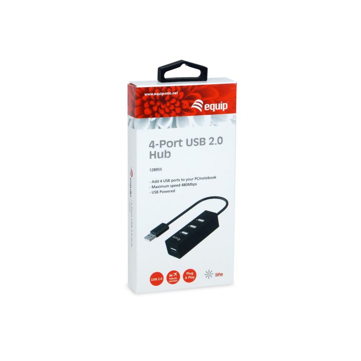 Equip 128955 USB 2.0 Interface Hub 480 Mbit/s Black