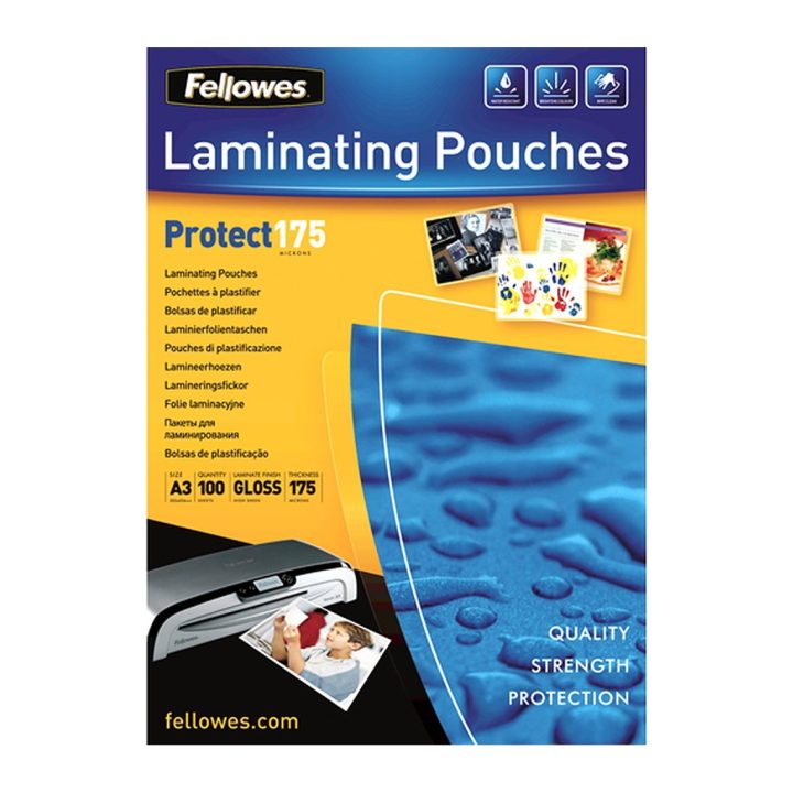 Pack of 100 Fellowes 5308803 A3 Laminating Pouches 303x426 175 Micron