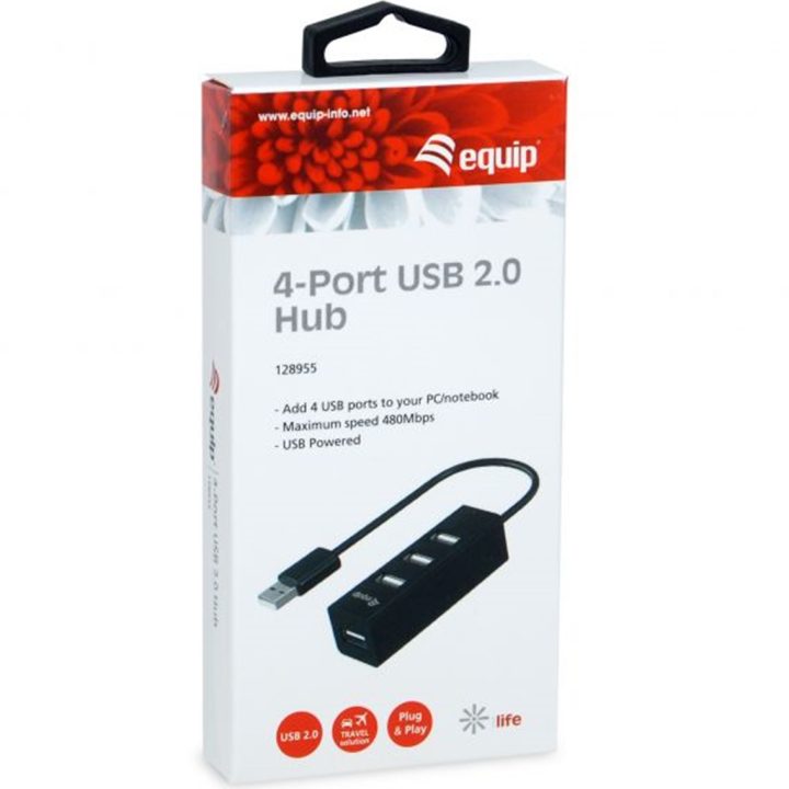 Equip 128955 USB 2.0 Interface Hub 480 Mbit/s Black