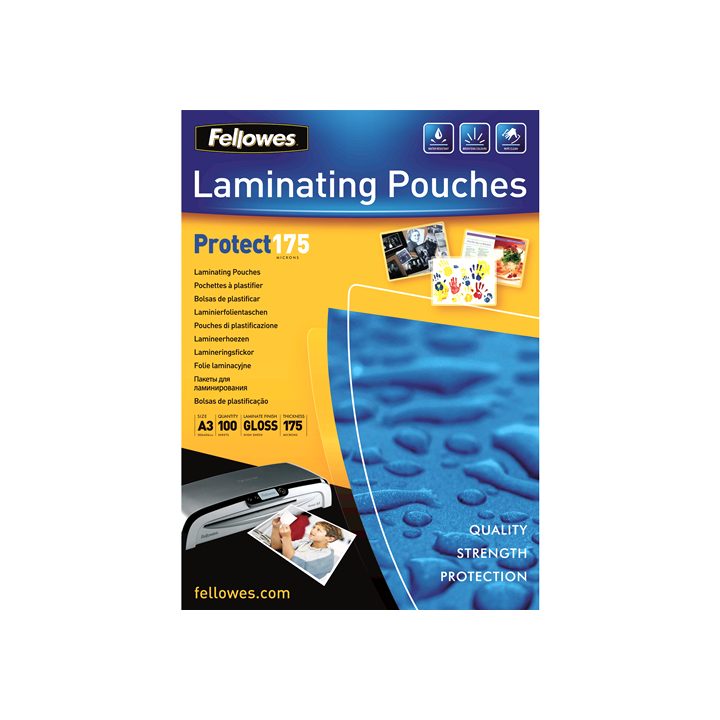 Pack of 100 Fellowes 5308803 A3 Laminating Pouches 303x426 175 Micron