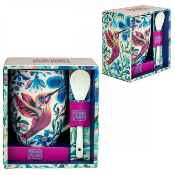Caneca com colher Enesco colibri (D270)