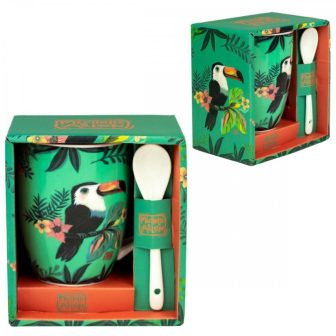 Caneca de cerâmica com colher Enesco tucano (D274)
