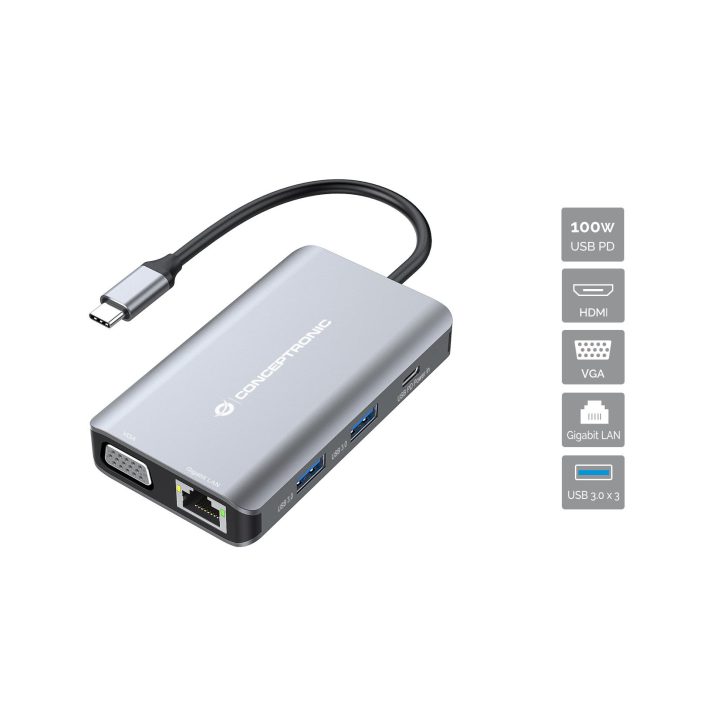 Conceptronic DONN21G Laptop Docking Station Wired USB 3.2 Gen 1 (3.1…