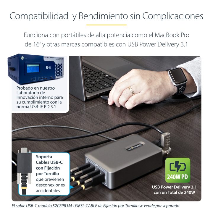 StarTech.com 4-Port USB-C Charger - 240W Total - 140W EPR Port - PD…