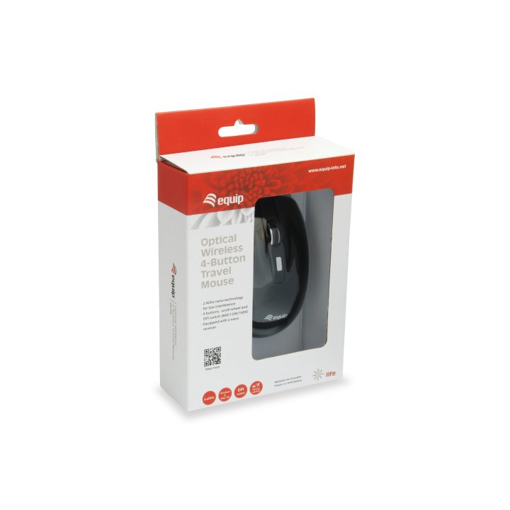 Equip 245104 Travel Ambidextrous Wireless RF Optical Mouse 1600 DPI