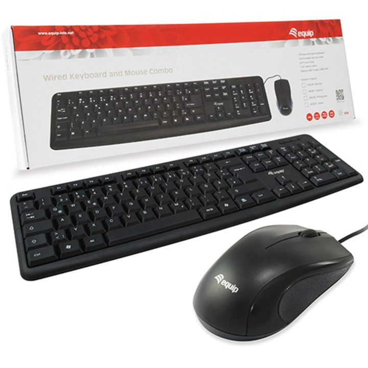 Equip 245201 Keyboard Mouse Included Office USB QWERTY Spanish Black