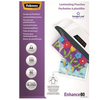 Pack 100 bolsas de plastificação 80 micras A4 216X303 Fellowes 5306114