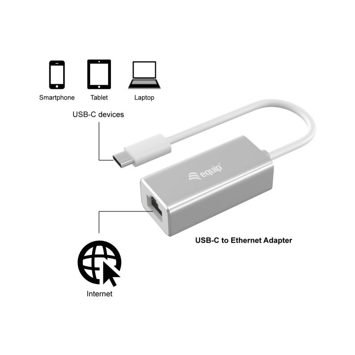 Equip Adaptador de rede Gigabit de USB-C para RJ45