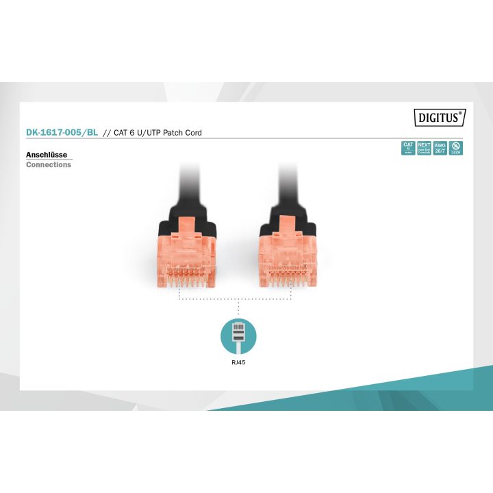 Digitus DK-1617-005/BL Network Cable Black 0.5 m Cat6 U/UTP (UTP)