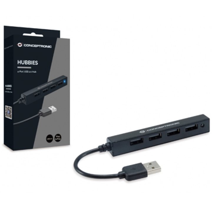 Conceptronic HUBBIES05B USB 2.0 Interface Hub 480 Mbit/s Black