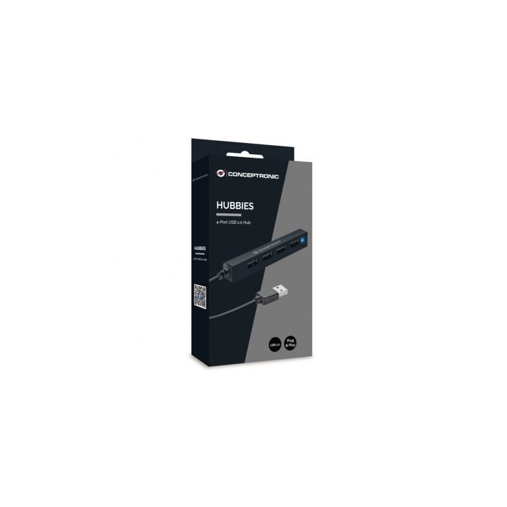 Conceptronic HUBBIES05B hub de interface USB 2.0 480 Mbit/s Preto