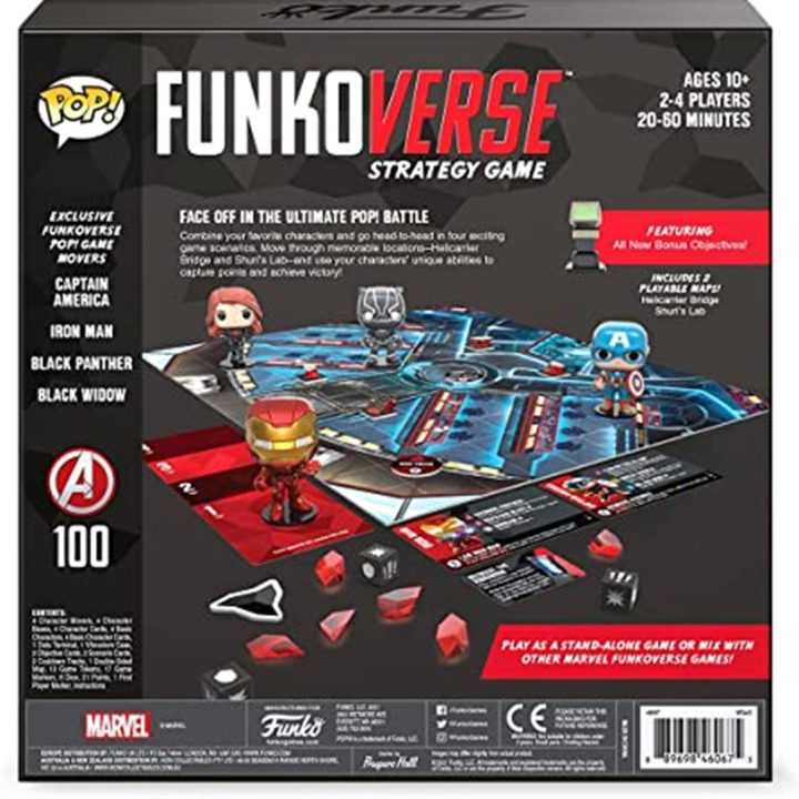 Jogo de tabuleiro Funkoverse Marvel edição 100 Capitão América, Homem…