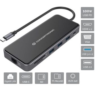 Conceptronic DONN15G Laptop Docking Station and Port Replicator Wired…