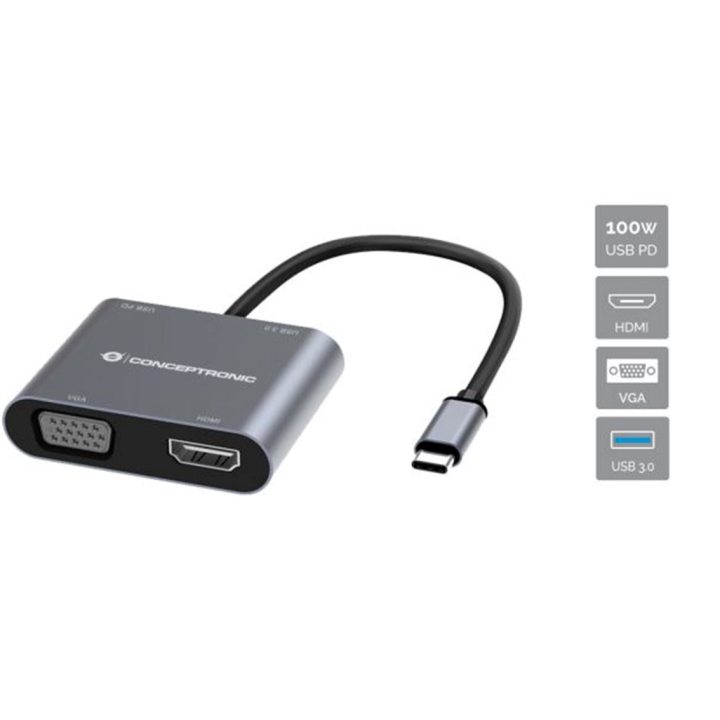 Conceptronic DONN16G Wired USB 3.2 Gen 1 (3.1 Gen 1) Type-C Gray