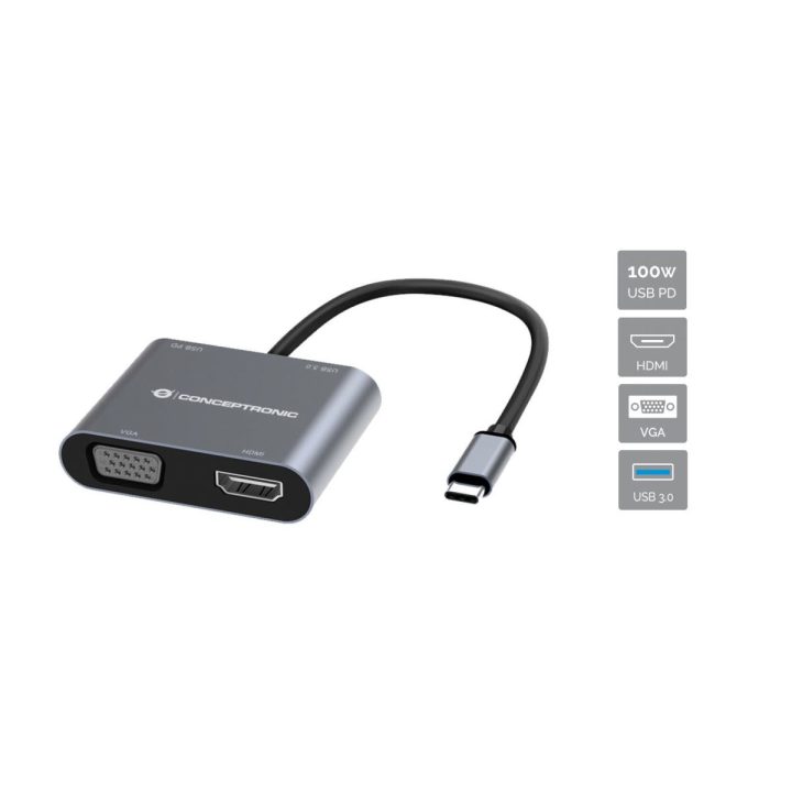 Conceptronic DONN16G Wired USB 3.2 Gen 1 (3.1 Gen 1) Type-C Gray