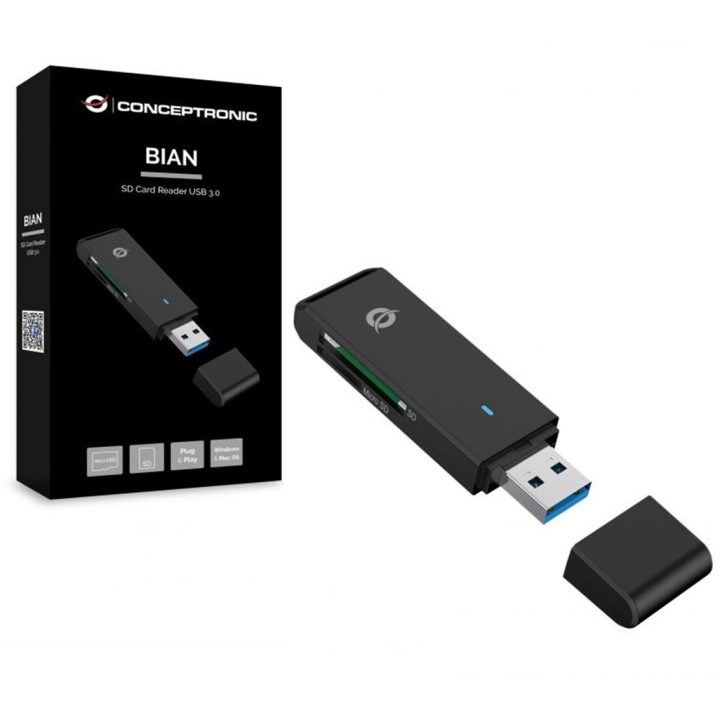 Conceptronic BIAN02B USB 3.2 Gen 1 (3.1 Gen 1) Type-A Card Reader…