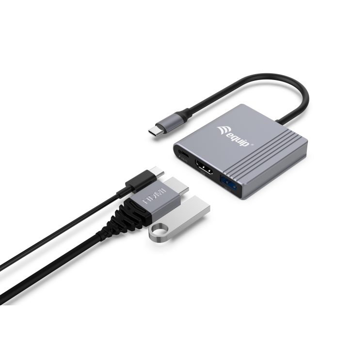 Equip 3-in-1 USB-C to HDMI / USB-A / USB PD Adapter, 4K/60Hz, 100W…