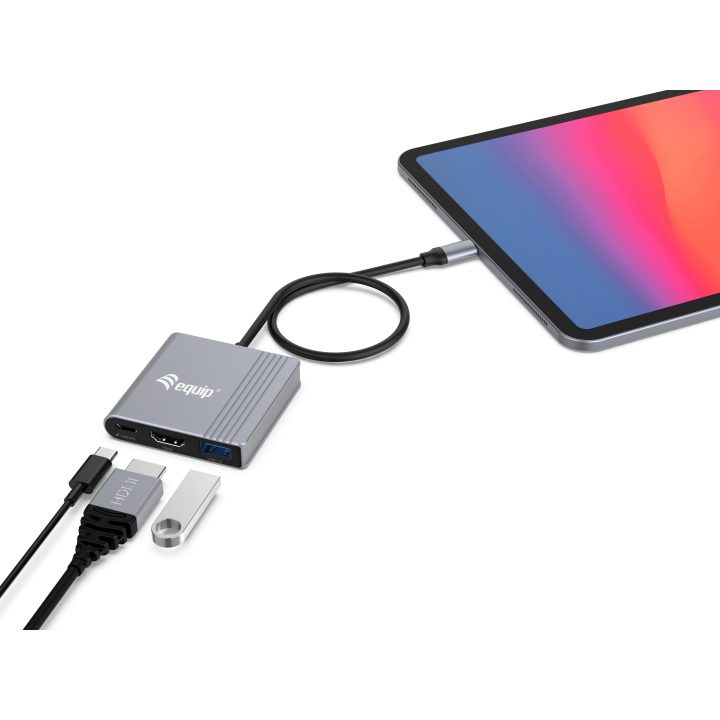 Equip 3-in-1 USB-C to HDMI / USB-A / USB PD Adapter, 4K/60Hz, 100W…