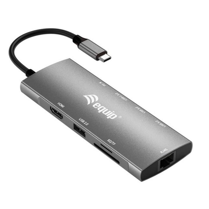 Equip Adaptador multifunções USB-C 9 em 1, HDMI 4K/60Hz, Gigabit LAN…