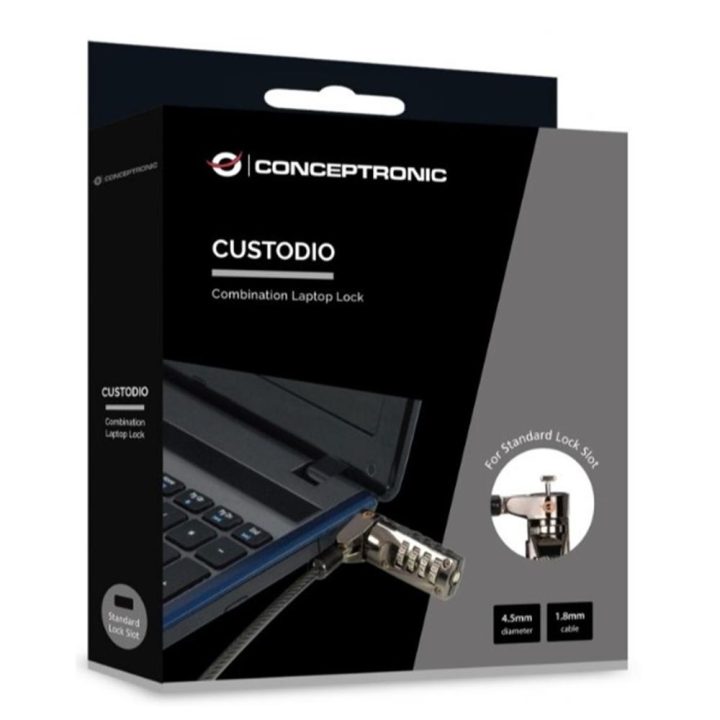 Conceptronic CUSTODIO01BS Anti-Theft Cable Black 1.8 m