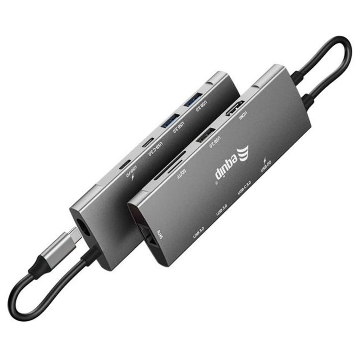 Equip Adaptador multifunción USB-C 9 en 1, HDMI 4K/60Hz, Gigabit LAN…