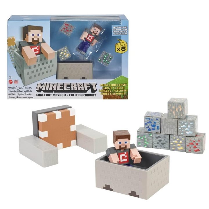 Figura mattel minecraft vagoneta explosiva lanza y choca (GVL55)